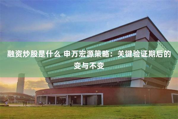 融资炒股是什么 申万宏源策略：关键验证期后的变与不变