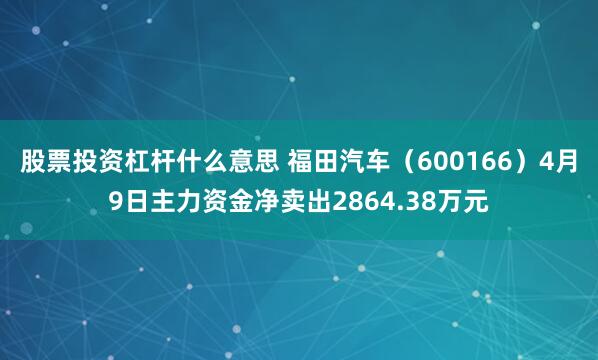 股票投资杠杆什么意思 福田汽车（600166）4月9日主力资金净卖出2864.38万元