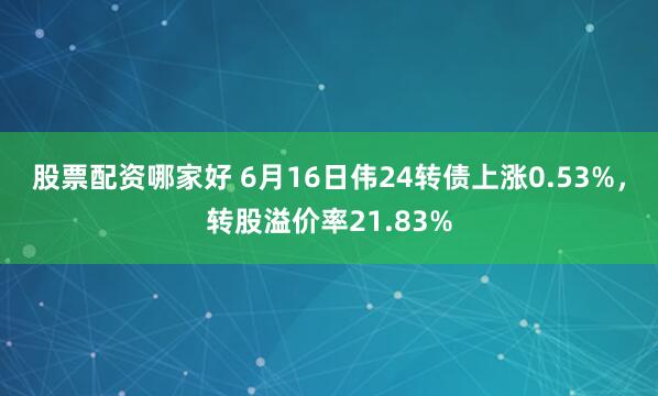 股票配资哪家好 6月16日伟24转债上涨0.53%，转股溢价率21.83%