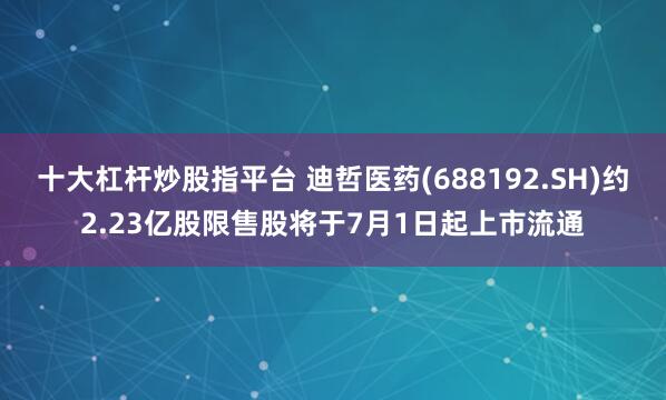十大杠杆炒股指平台 迪哲医药(688192.SH)约2.23亿股限售股将于7月1日起上市流通