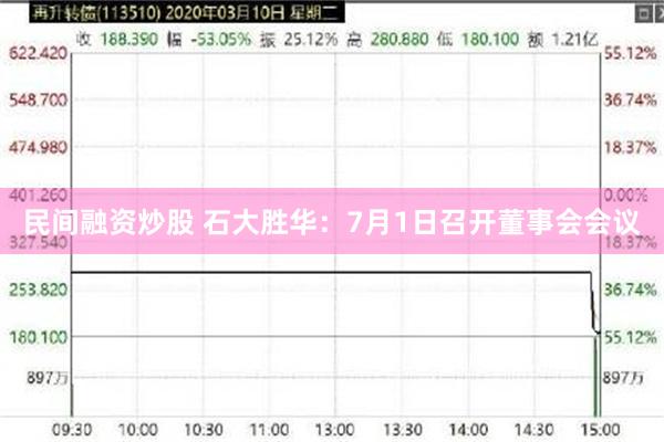 民间融资炒股 石大胜华：7月1日召开董事会会议