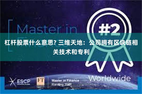 杠杆股票什么意思? 三维天地：公司拥有区块链相关技术和专利